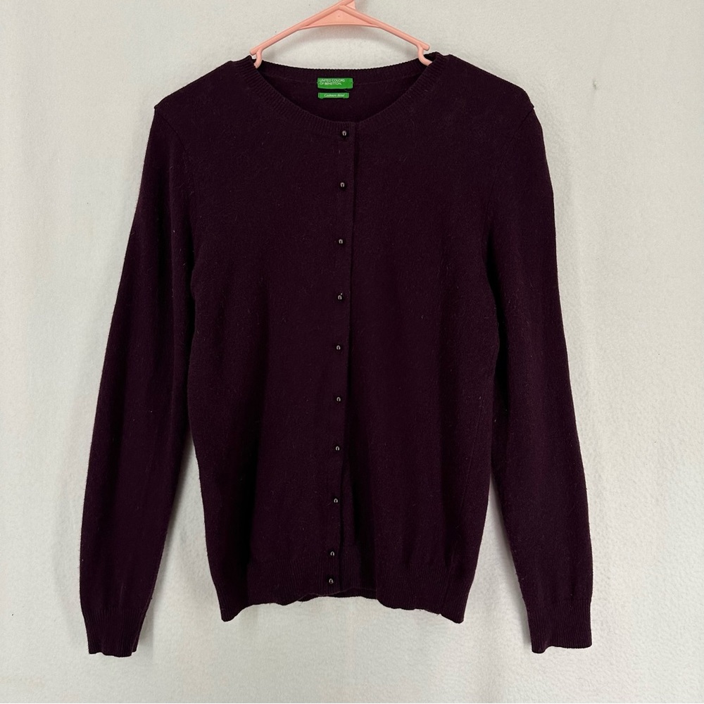 United Colors of Benetton Button Cardigan Cashmere Womens Small Purple